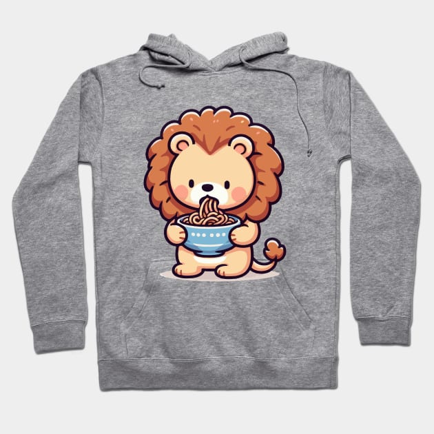 Cute lion Holding a bowl of ramen. Hoodie by fikriamrullah